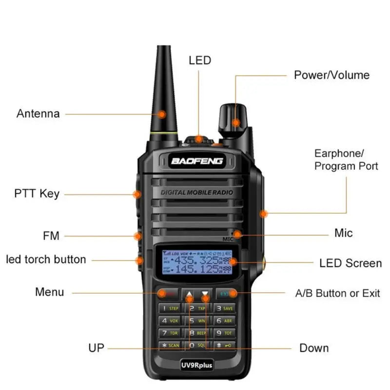 Baofeng UV-9R Plus waterproof Walkie Talkie CB Radio High Power VHF UHF Dual Band Handheld Two Way Radio 10km long range