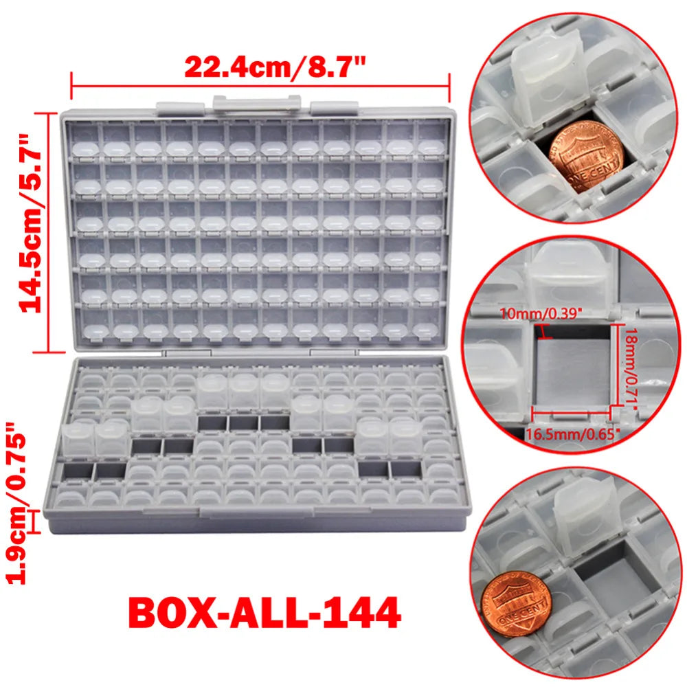 AideTek SMD storage SMT resistor capacitor Electronics Storage Cases & Organizers transparent toolbox storage box plastic BOXALL