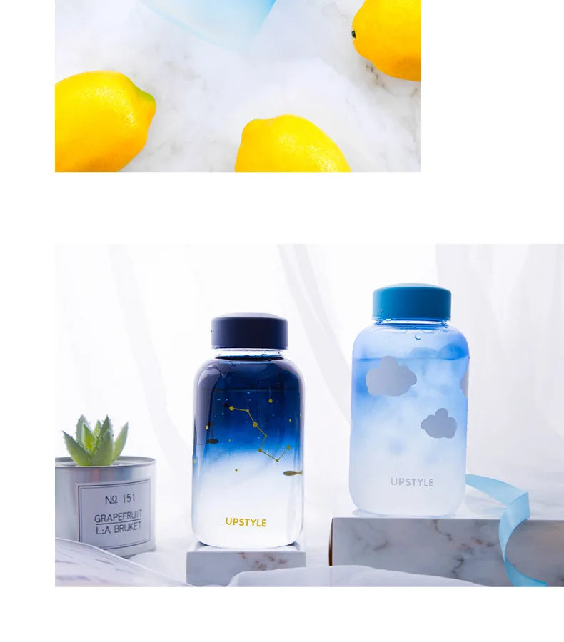 Sky Glass Water Bottle with Sleeve 600ml Cup Gradient Color Sport Bottles Fashion Camping Bottle Tour Drinkware Drop Shipping