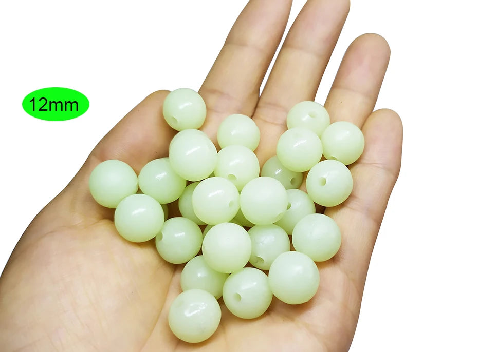 100pcs/lot Soft Fishing Beads Stopper 3mm-12mm Luminous Round Fishing Space Beans Stops Soft Rubber Rig Lure Accessories