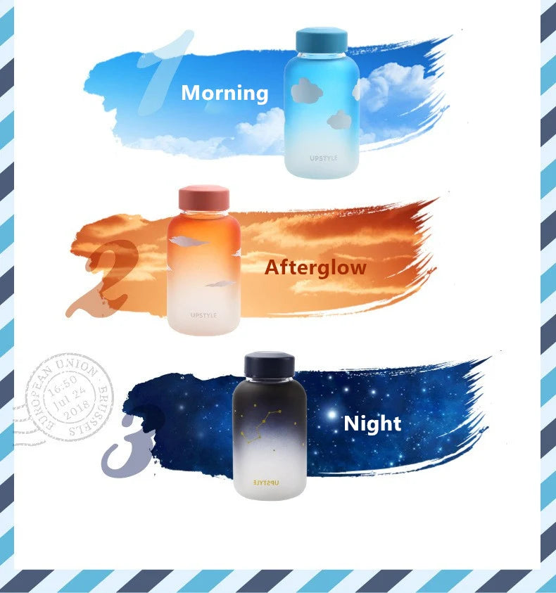 Sky Glass Water Bottle with Sleeve 600ml Cup Gradient Color Sport Bottles Fashion Camping Bottle Tour Drinkware Drop Shipping