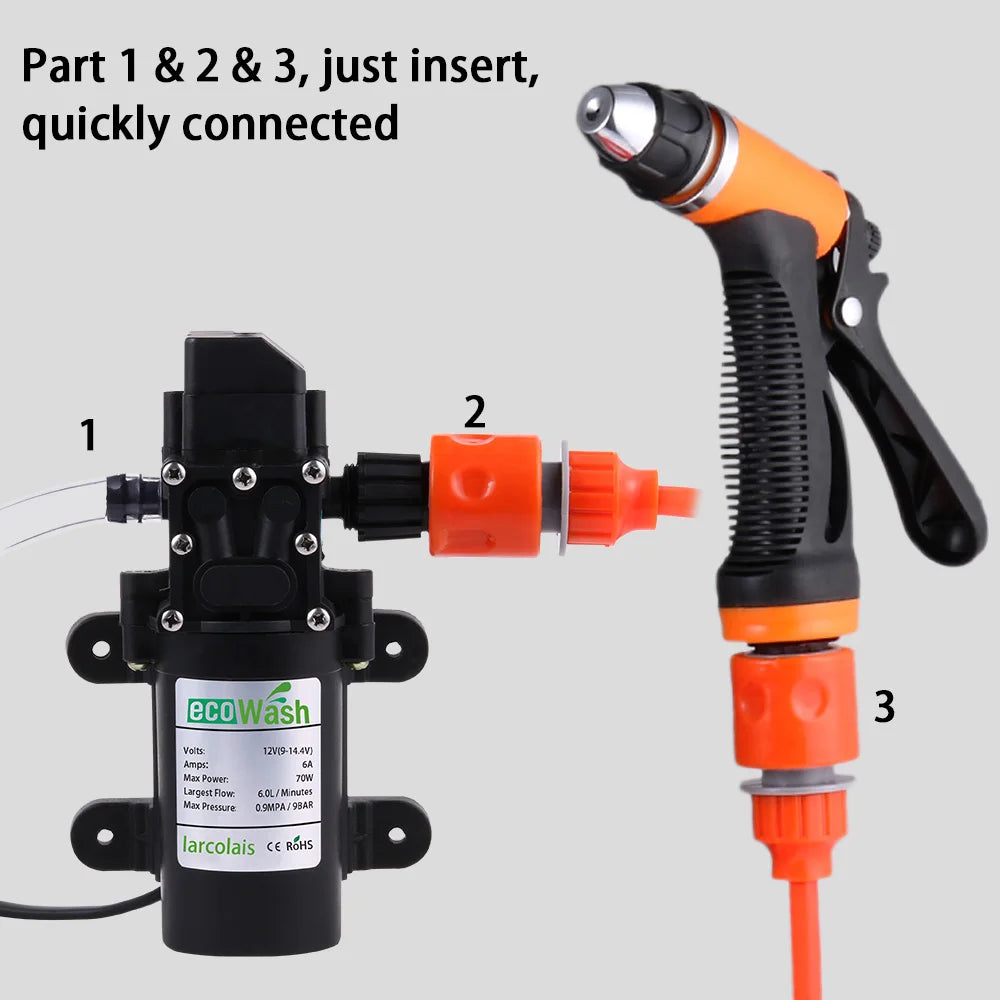 Car Washer Gun Pump High Pressure Cleaner Car Care 12V Portable Washing Machine Electric Cleaning Auto Device Self-priming Tool