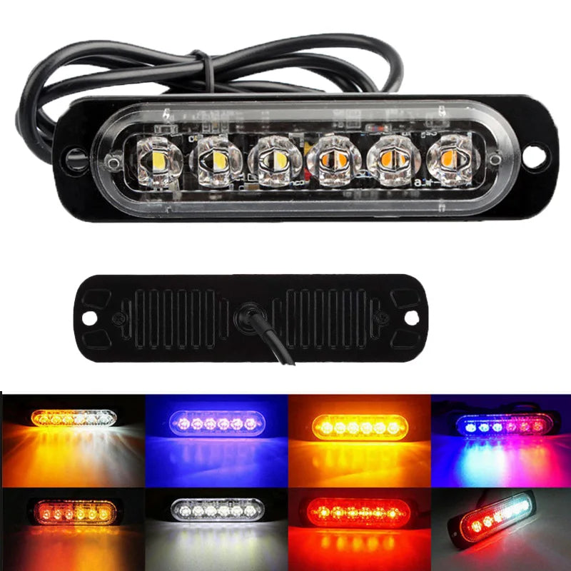 Light Bar Work Ligth 6 LED Flash Emergency Car Vehicle Warning Strobe Flashing Lights for Motorcycle Tractor Ultra-thin Lamp 12V