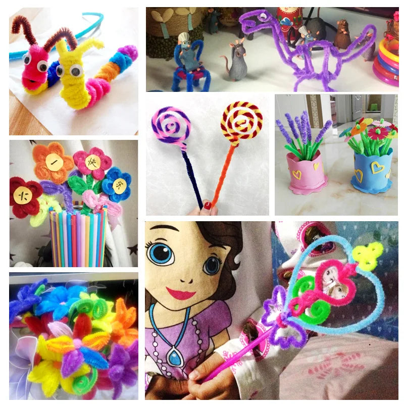 50Pcs 30cm Colorful Chenille Stems Pipe Cleaners For Diy Kids Diy Plush Educational Toys Handmade Art Crafts Supplies