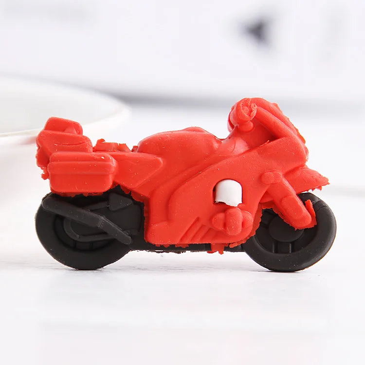 3 Pcs Motorcycle Eraser Korean Stationery Cute Cartoon Gift Wholesale Kawaii School Supplies Kids Stationary Kawaii Prizes Gifts