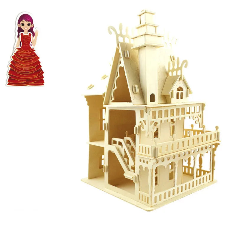 wooden Dollhouse Miniature furniture toy DIY assembly dolls house mini doll house for girls gifts children 3D puzzles toys