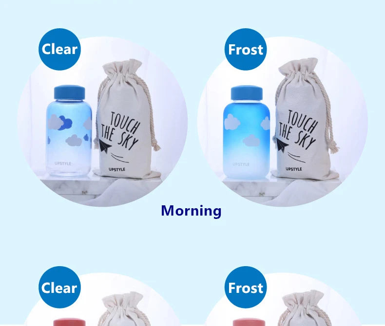 Sky Glass Water Bottle with Sleeve 600ml Cup Gradient Color Sport Bottles Fashion Camping Bottle Tour Drinkware Drop Shipping