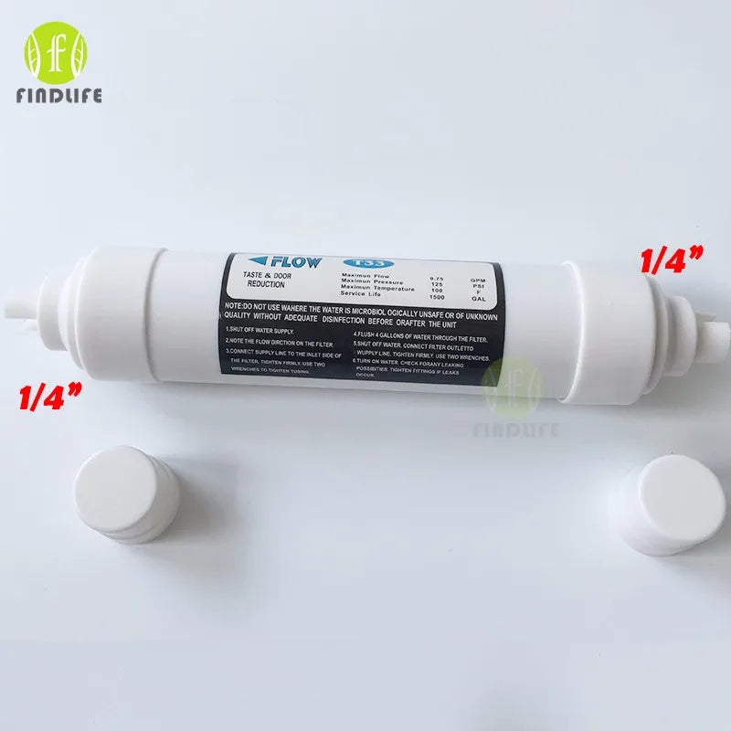 Quick connect 10 Inch T33 with 2pcs fitting Water Purifier INLINE COCONUT Carbon Post  WATER FILTER cartridge  REVERSE OSMOSIS