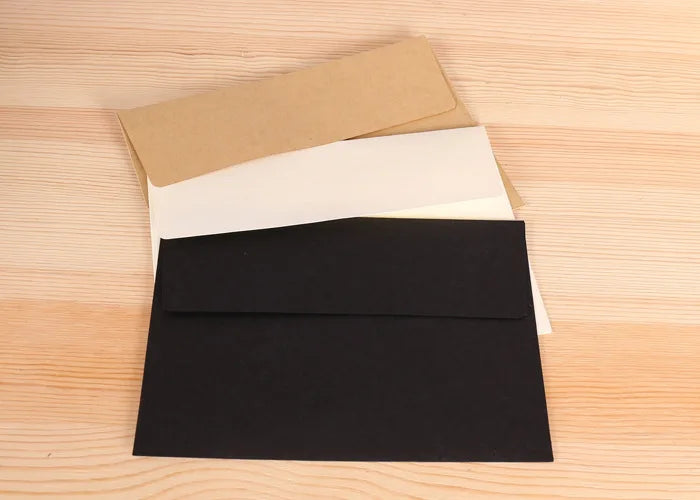 10pcs/pack 17.5x12.5cm kraft white (ivory white) black paper Envelope Message Card Letter Stationary Storage Paper Gift