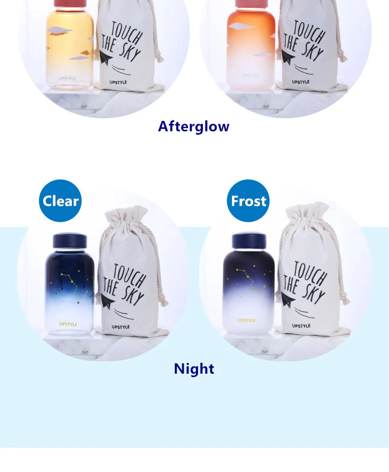 Sky Glass Water Bottle with Sleeve 600ml Cup Gradient Color Sport Bottles Fashion Camping Bottle Tour Drinkware Drop Shipping