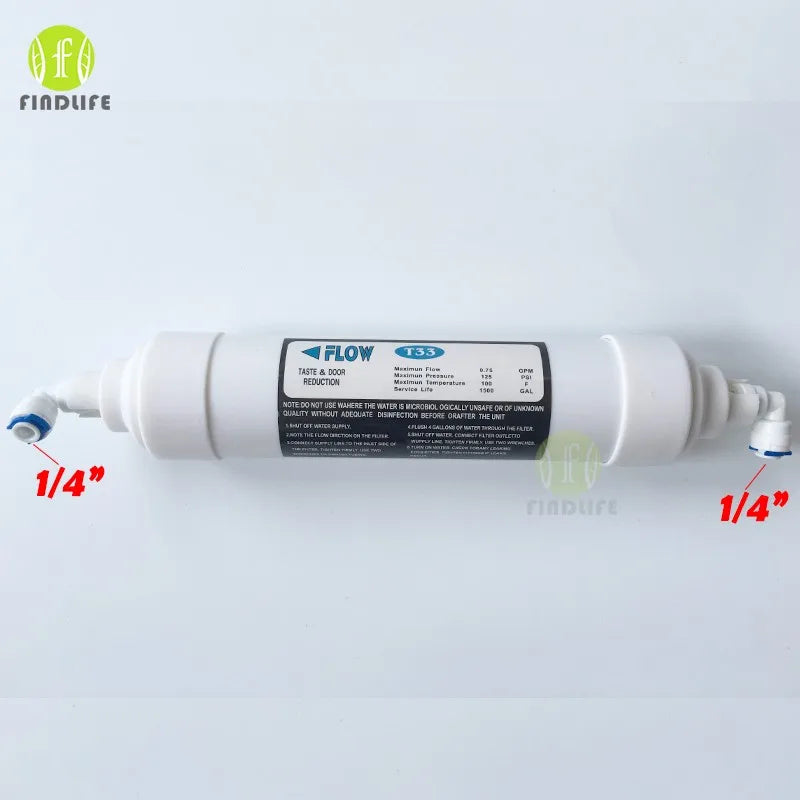 Quick connect 10 Inch T33 with 2pcs fitting Water Purifier INLINE COCONUT Carbon Post  WATER FILTER cartridge  REVERSE OSMOSIS