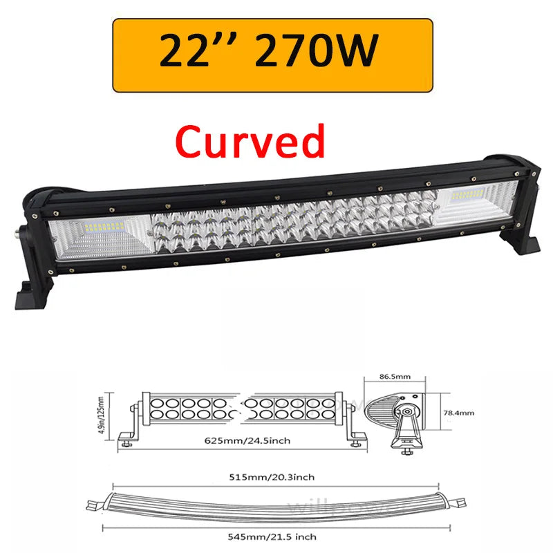 Auxtings 22 32 42 52'' in Curved/Straight Led Light Bar COMBO Led Work light bar Driving Offroad Car Truck 4x4 SUV ATV 12V 24V