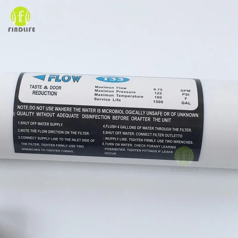 Quick connect 10 Inch T33 with 2pcs fitting Water Purifier INLINE COCONUT Carbon Post  WATER FILTER cartridge  REVERSE OSMOSIS