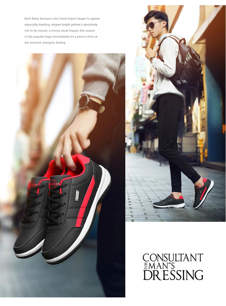 2024 New Fashion Men Sneakers for Men Casual Shoes Breathable Lace up Mens Casual Shoes Spring Leather Shoes Men chaussure homme