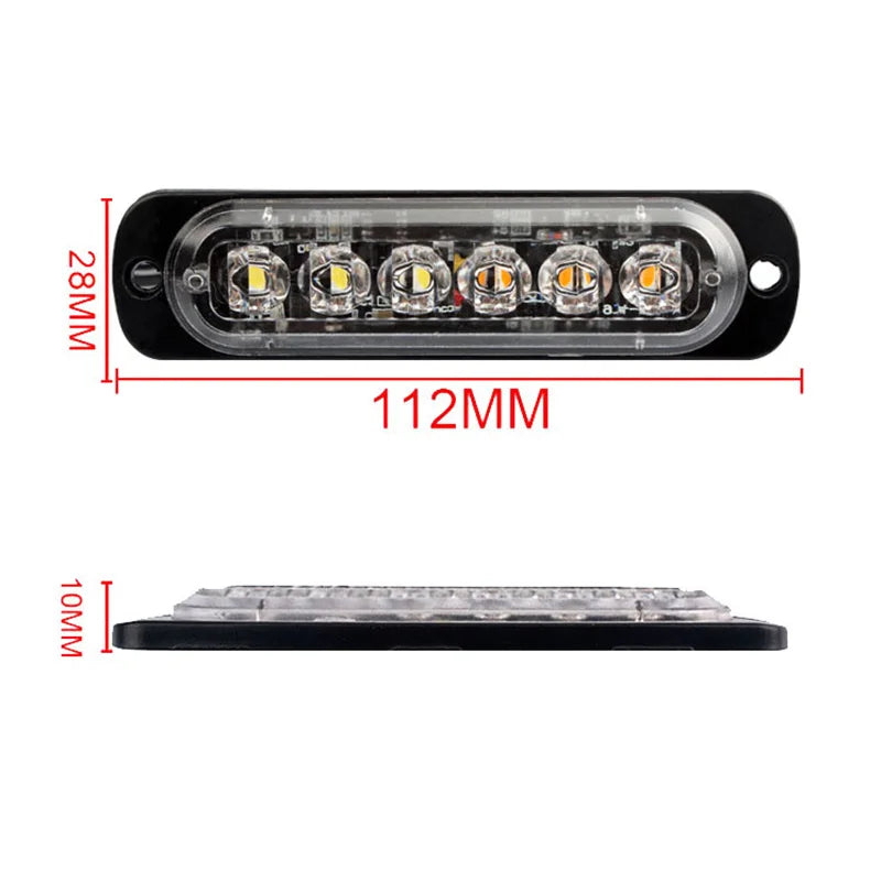 Light Bar Work Ligth 6 LED Flash Emergency Car Vehicle Warning Strobe Flashing Lights for Motorcycle Tractor Ultra-thin Lamp 12V