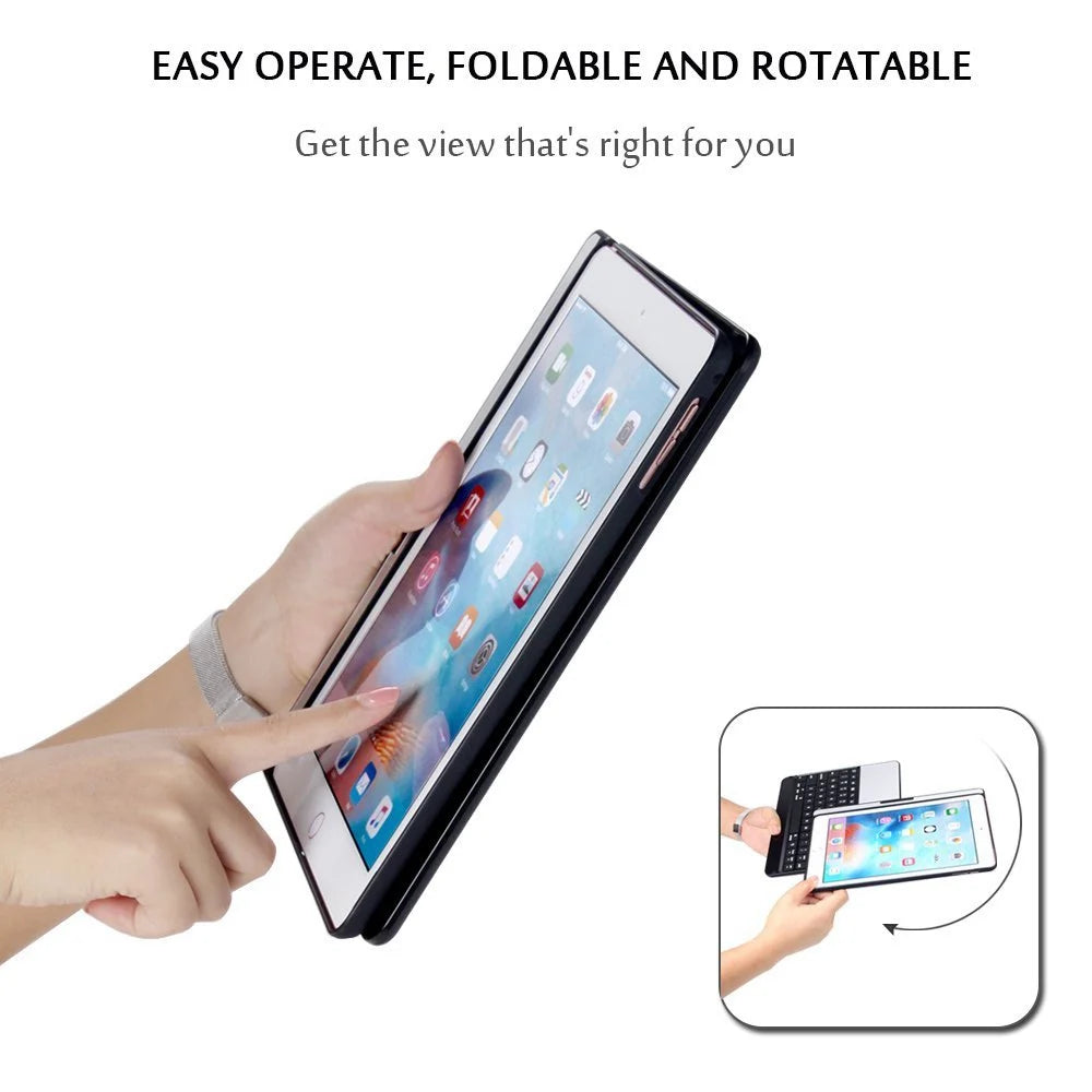 For New iPad 9.7 2017 7 Colors LED Backlit 360 Degree Swivel Rotating Smart Clamshell Wireless Bluetooth Keyboard Case Cover