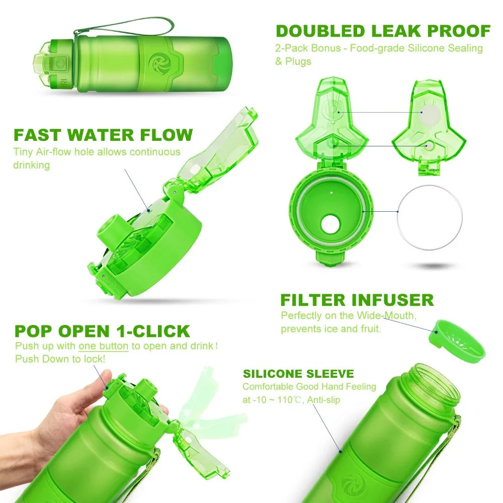 ZORRI Sports Water Bottle Protein Shaker Bpa Free Eco-Friendly Portable Gym Hiking Drinkware Bottle Gourde Botella De Agua