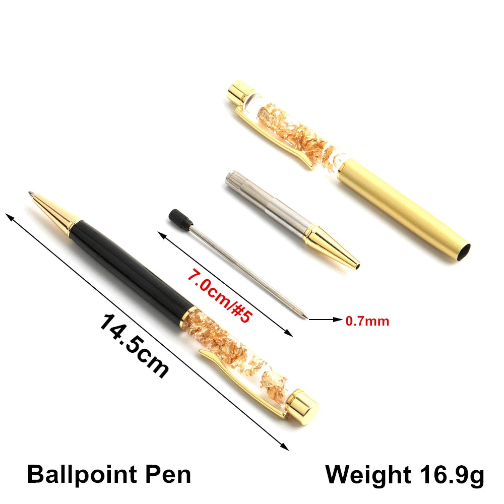 GENKKY Luxury Ballpoint Pen Flow Oil Crystal Foil Metal Pen Cute Stationary Novelty pens for writing School Office Accessories