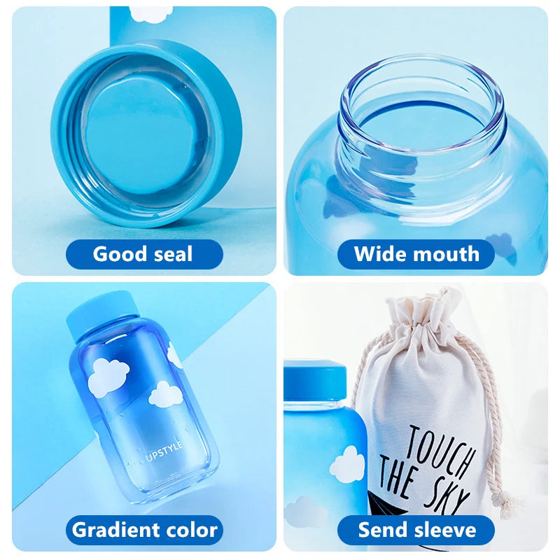 Sky Glass Water Bottle with Sleeve 600ml Cup Gradient Color Sport Bottles Fashion Camping Bottle Tour Drinkware Drop Shipping