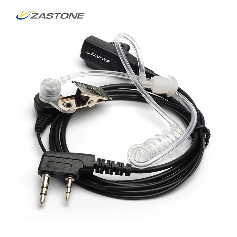 Zastone Walkie Talkie Earpiece 2 Pin K Plug PTT Air Acoustic Tube Earphone Portable Radio Headset Headphone for Baofeng