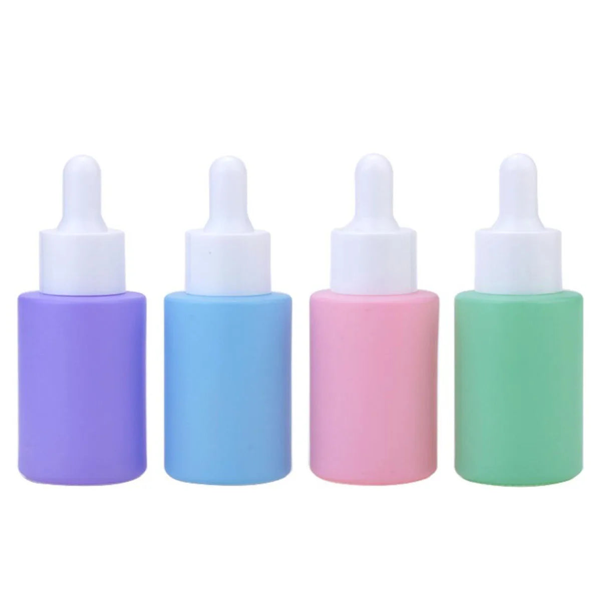 10PCS 30ml Frosted Clear Round Thick Glass Dropper Bottles for Essential Oils Essence Eye Drop Pipettes Cap Refillable Flat