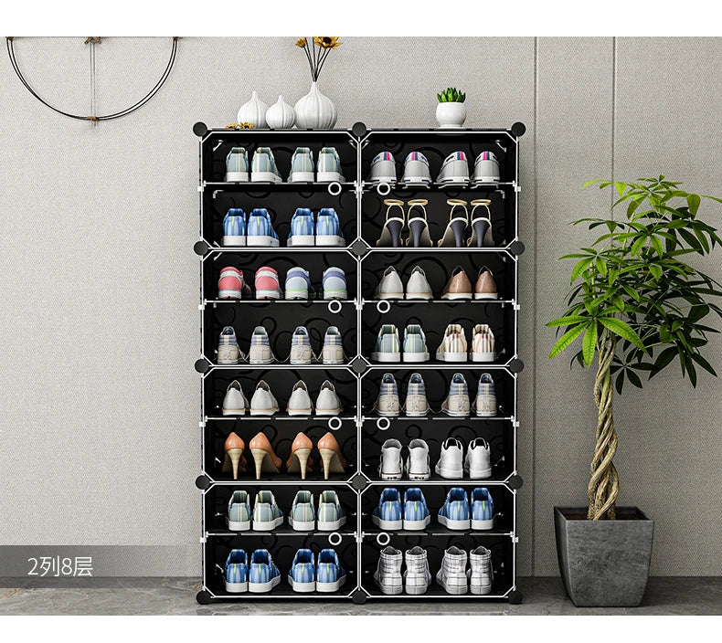 US Shoe Rack Large Capacity Boot Storage 12 Cube Organzie Modular DIY Plastic 6 Tier 24-96 Pairs of Shoe Tower Cabine