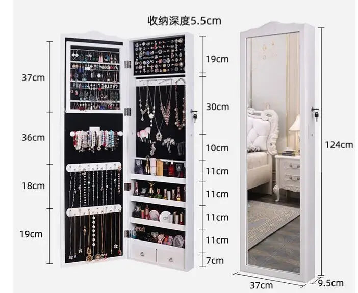 Full-length mirror, jewelry storage cabinet, one-piece wall-mounted mirror, home floor full-length mirror