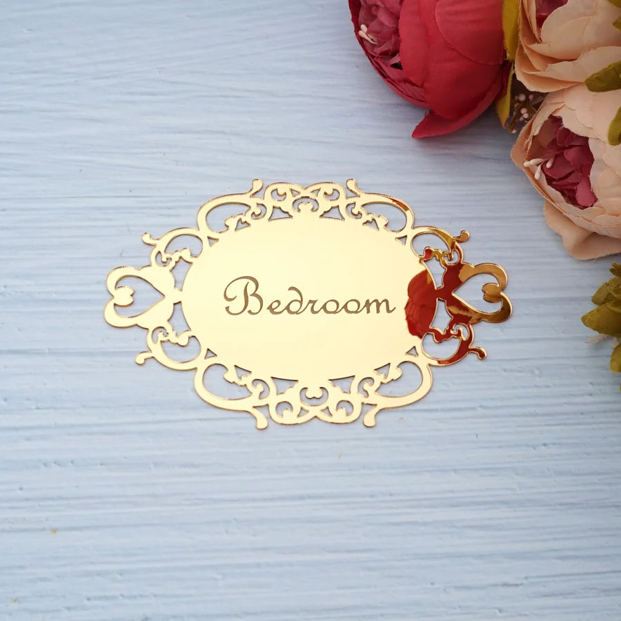 14*10cm Oval Shape Sign of Bedroom Bathroom Toilet Wall Sticker Door Sticker Art Mirror Indicator Home Decor