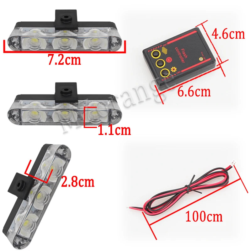 2 Pcs Car LED Police Lights Fso Flasher Auto Strobe Warning Lamp Ambulance 12V Stroboscopes Truck Lamp Flashing Light Red Blue