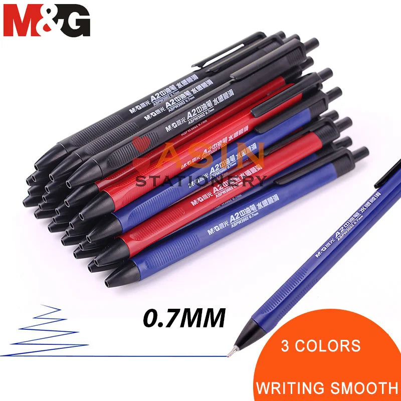 12PCS M&G Simple Pure Gel Pen 0.5mm M&G black blue red pen gel ink refill gelpen school office supplies stationary pens