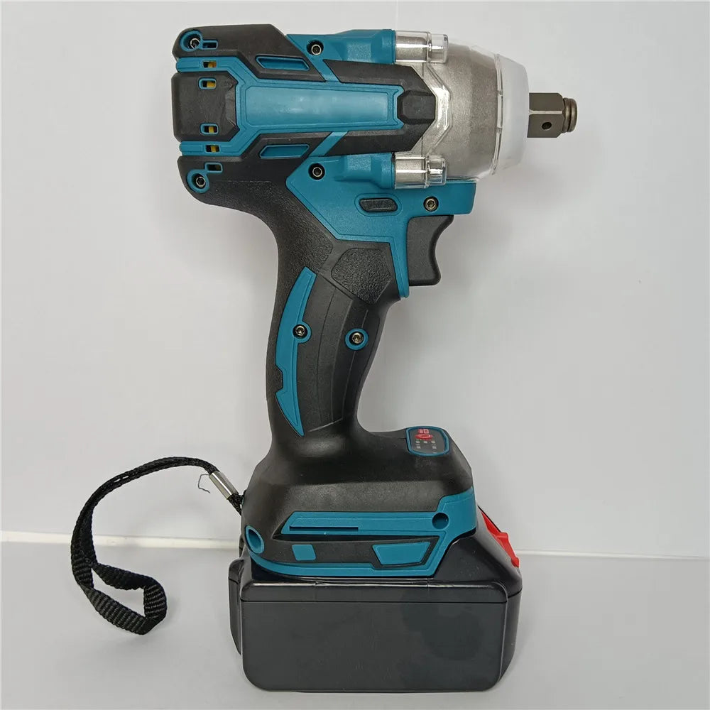 18V 2 In 1 Brushless Cordless Electric Impact Wrench 1/2Inch Power Tools 15000Amh Li Battery LED light Adapt To Makita Battery