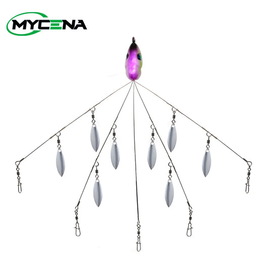 Umbrella Fishing lure Rig 5 Arms Alabama Rig Head Swimming Bait Bass Fishing Group Lure Snap Swivel Spinner, 18g