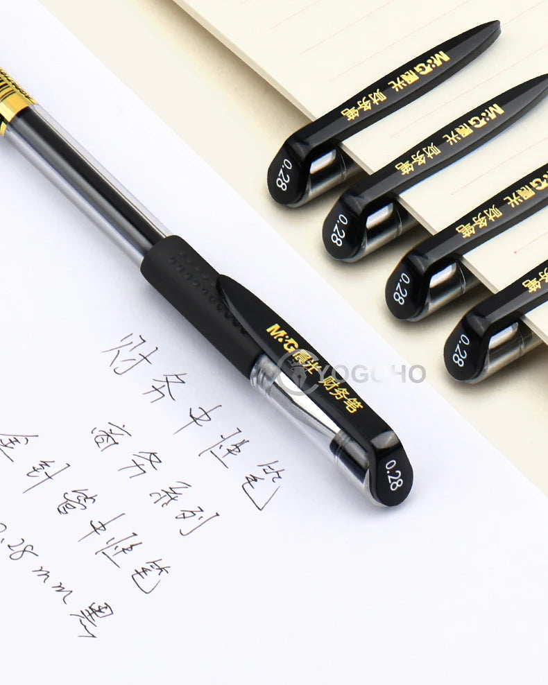 12pcs/box 0.28mm Ultra Fine point Gel Pen black ink refill gel pen for school office supplies stationary pens stationery