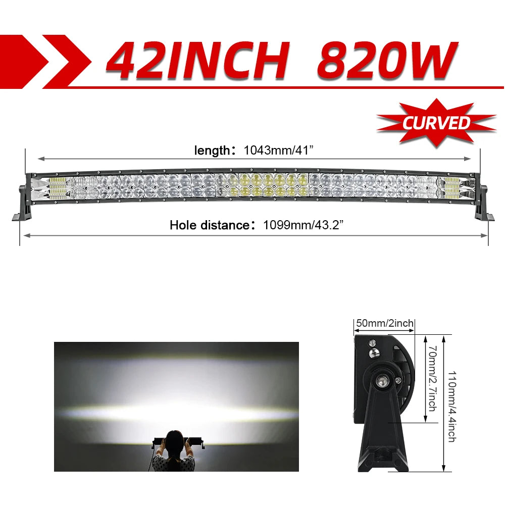 CO LIGHT 52" 12V 24V Offroad Led Light Bar Spot Flood Combo Beam 110000LM Led Bar 2-Row Led Work Light Bar for Car 4WD Truck SUV