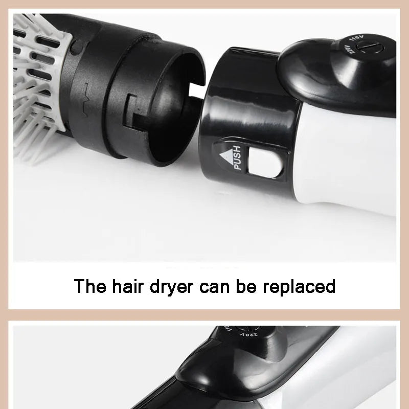 hair dryer Curling Hair 2 In 1 Brush Hot Air Styler Comb Curling Iron Roll Styling Brush Hair Dryer Blow With Nozzles SU404