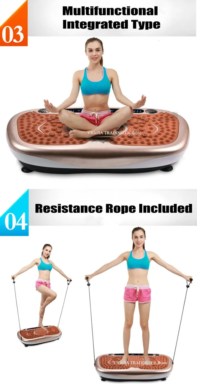 Household Body Shaping Slimming Machine with Pulling Rope, Silent Vibration Fitness Machine, Remote Control Fat Reducing Device