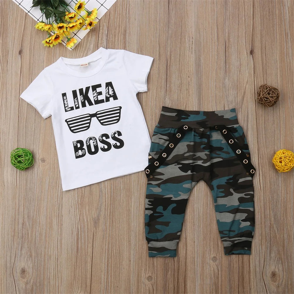 0-3Y Newborn Infant Toddler Baby Boy Clothes Set Kids Boys Cute Short Sleeve T-Shirt Top+Pants Outfits Clothing Set