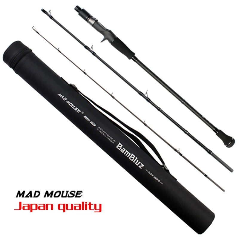 MADMOUSE BamBluz Japan Full Fuji Parts 3 Section Portable Slow Jigging Rod 1.9M Shipping/casting Corss Carbon Ocean Boat Rod