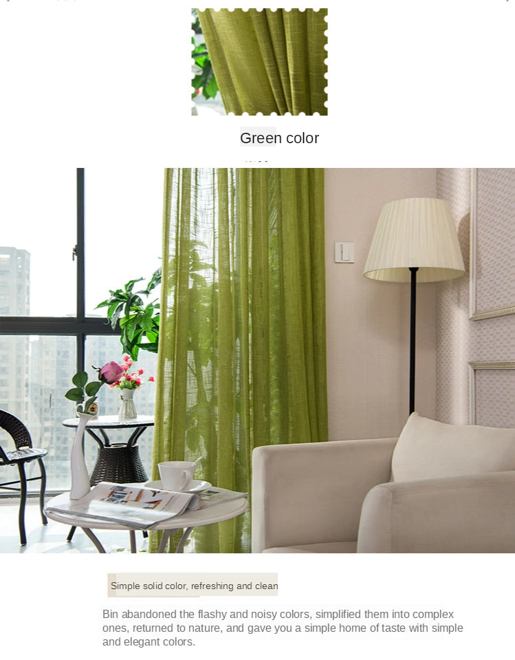 Simple modern cotton slub curtain yarn pure color cotton linen curtain yarn is thickened white curtain yarn for bedroom living