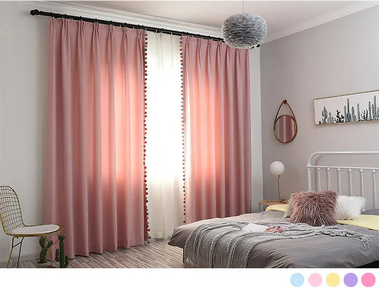 Pink Blackout Curtains for Living Room Cotton Linen Modern Curtains for Girls Bedroom Shading Window Drapes Custom Home Decor