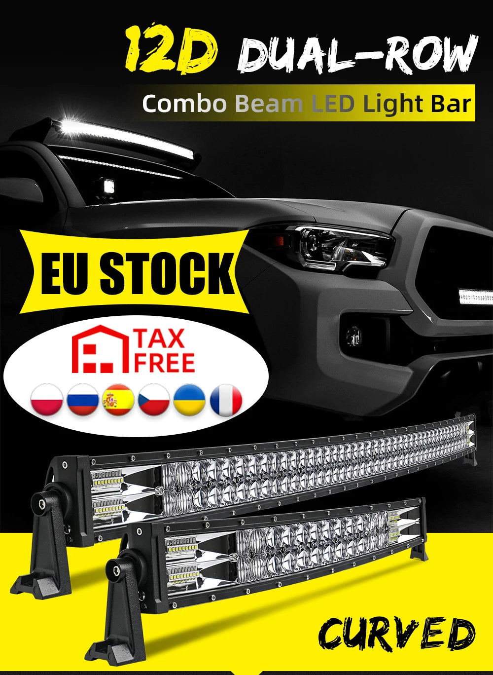 CO LIGHT 52" 12V 24V Offroad Led Light Bar Spot Flood Combo Beam 110000LM Led Bar 2-Row Led Work Light Bar for Car 4WD Truck SUV