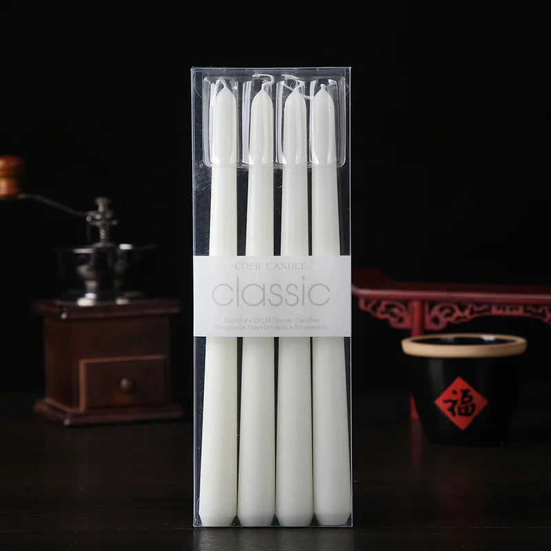 4pcs/Set European Classic Long Pole Candles Candlelight Dinner Props Household power outage emergency lighting red white candle