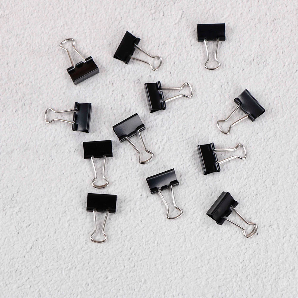 12Pcs Black Metal Binder Clips File Paper Clip Photo Stationary Office Supplies Kantoor School Briefpapier Document