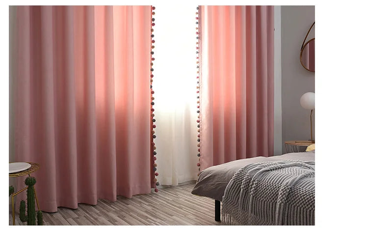 Pink Blackout Curtains for Living Room Cotton Linen Modern Curtains for Girls Bedroom Shading Window Drapes Custom Home Decor