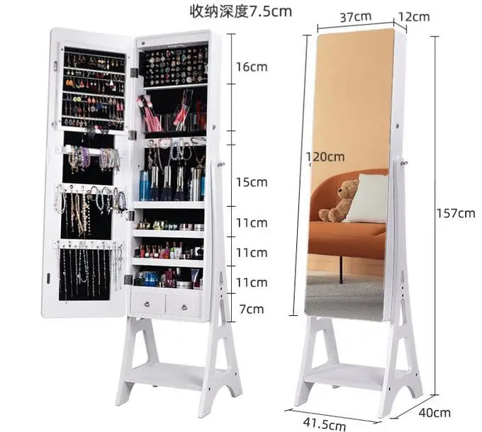 Full-length mirror, jewelry storage cabinet, one-piece wall-mounted mirror, home floor full-length mirror