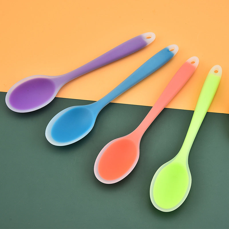 8 Colors Silicone Spoon Heat Resistant Easy To Clean Non-stick Rice Spoons High Temperature Spoon Tableware Utensil Kitchen Tool