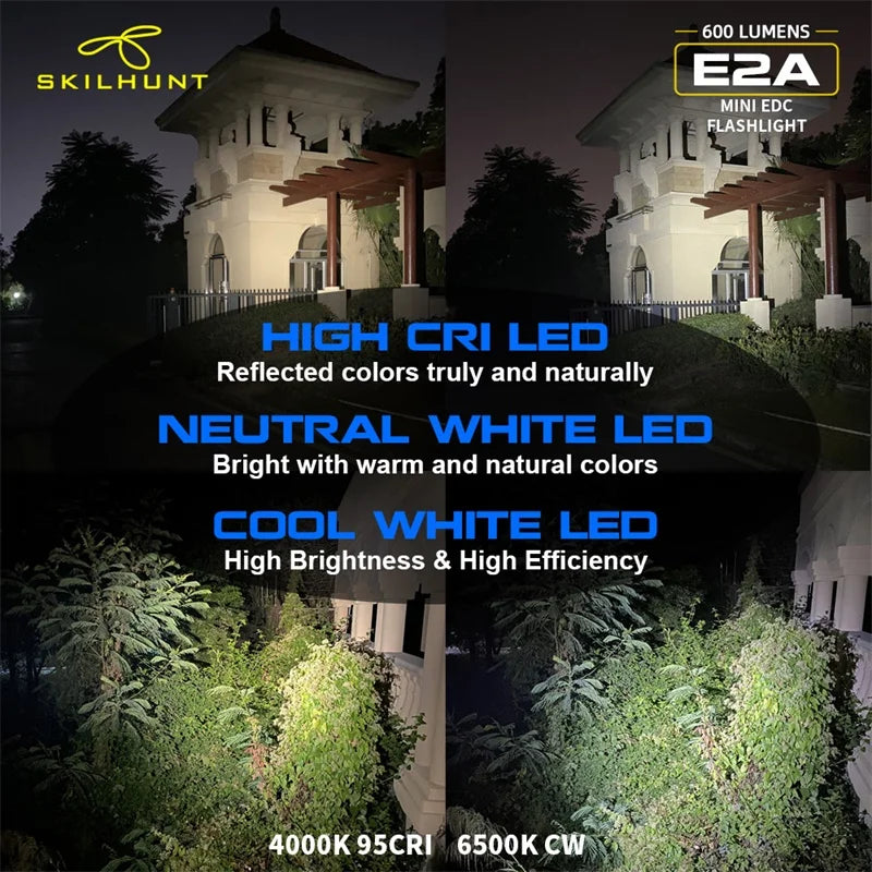 New arrive Skilhunt E2A 600 lumens Compact Pocket EDC Mini LED key light 14500 / AA Flashlight