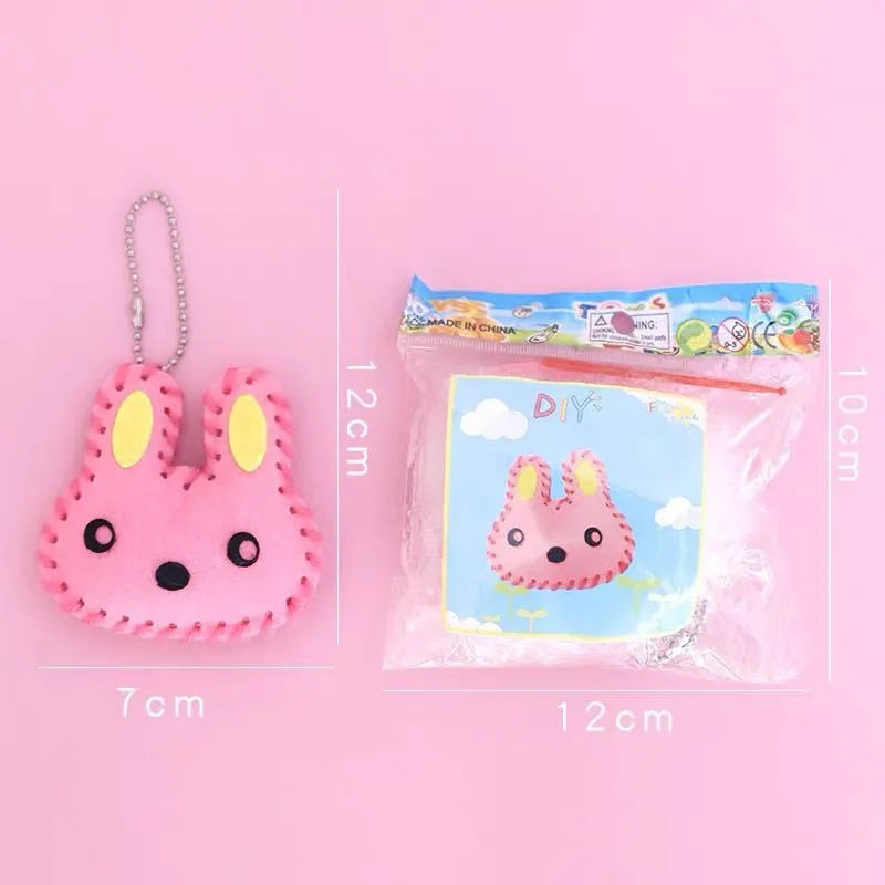 10Pcs/lot Handcraft Toys for Children Non-woven Fabric DIY Handmade Pink Bag Keychain Ornaments Arts Crafts Kits Creative Toy