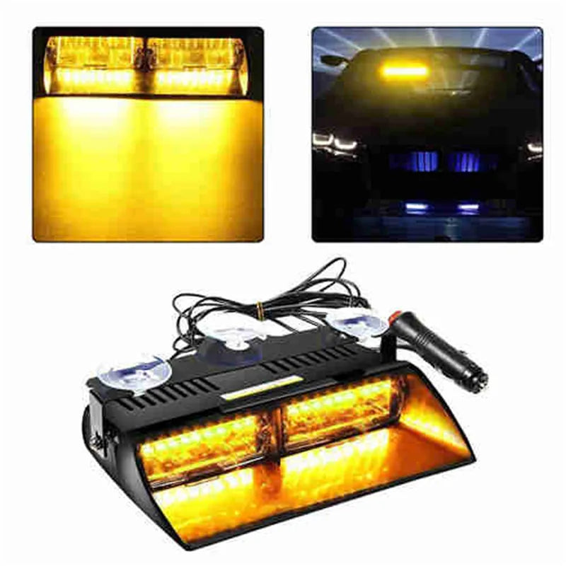 Green LED Windshield Strobe Light Bar 16LED Dash Emergency Warning Hazard Lamp Security System Emergency Strobe Light 12V