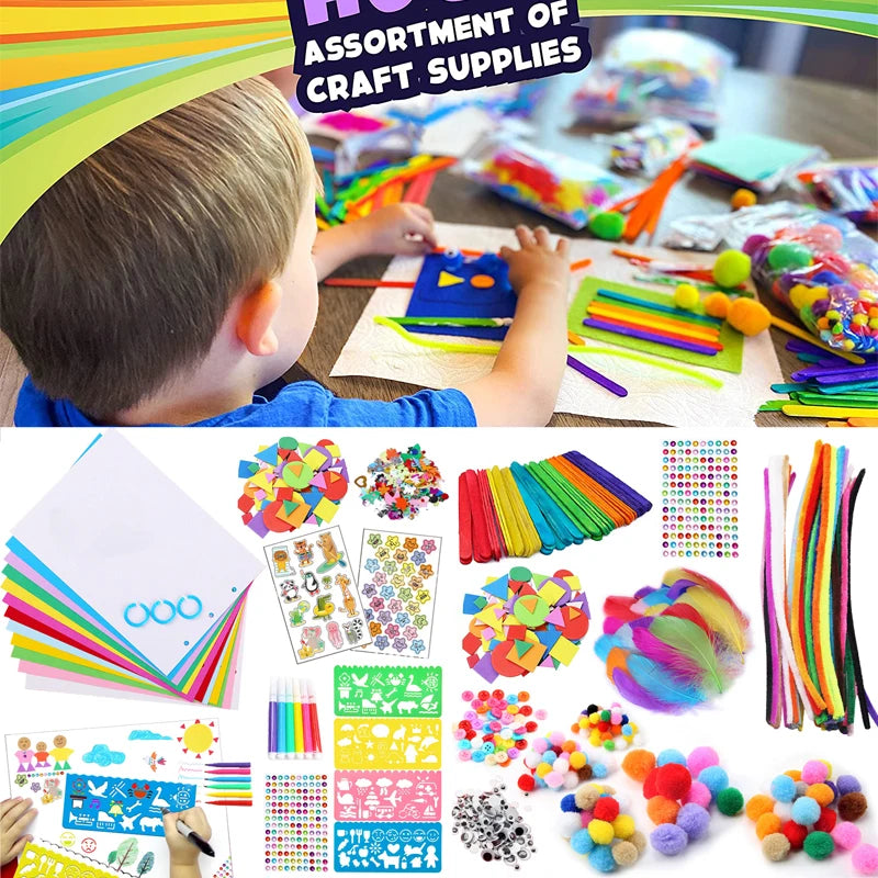 Arts and Crafts Supplies for Kids Toddlers Crafting Collage DIY Arts Set Assorted Creative Handmade Toys Kit Montessori Gifts